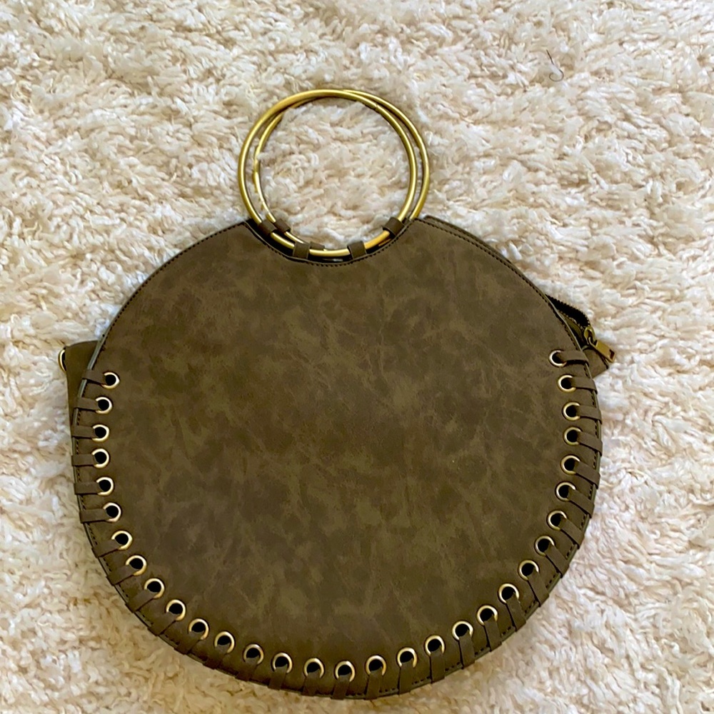 Round Anthropologie Handbag - Olive Green